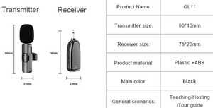 Amplificateur de microphone cravate sans fil GL11 2.4G pour guides touristiques et enseignement, microphone cravate universel pour amplification - Product Image 3