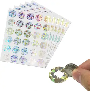 300 Pack S 1" runder Gold-Ratter-Aufkleber silberne Karten-Aufkleber Etiketten Holographen-Aufkleber mit Ratter-Pin