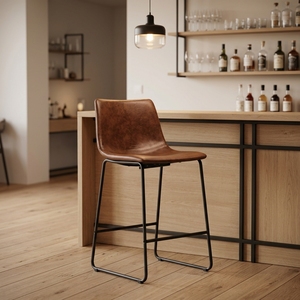 <span class=keywords><strong>Tabouret</strong></span> de <span class=keywords><strong>bar</strong></span> rembourré au design <span class=keywords><strong>scandinave</strong></span> moderne avec revêtement en cuir PU et structure en métal pour <span class=keywords><strong>bar</strong></span> à domicile et meubles de cuisine - Product Image 6