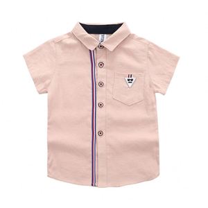 Camisa de Verano para Bebé Niño, Último Estilo, Manga Corta, Mezcla de Poliéster/Algodón, Transpirable, Secado Rápido, Bolsillo con Botón, Suave e Informal - Product Image 3