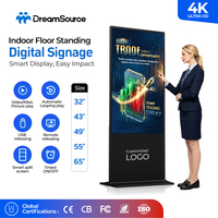 Kiosco Digital Publicitario con Pantalla LCD 4K de 43, 49, 55 y 65 Pulgadas, con Soporte de Pie, Pantalla Táctil Comercial 24/7 para Centros Comerciales