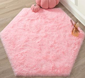 <span class=keywords><strong>Tapis</strong></span> de jeu château princesse hexagone rose-4.6x4 pieds moelleux Shaggy antidérapant enfants <span class=keywords><strong>tapis</strong></span> doux en peluche pour pépinière filles chambre décor - Product Image 1