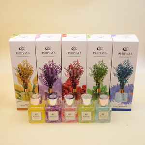 50ml <strong>Square</strong> Embossed Clear Color Liquid <strong>Diffuser</strong> with Dried Flower Eco-Friendly Fiber Stick Fragrance - Product Image 2