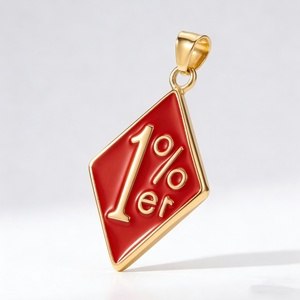 สร้อยคอสแตนเลสสตีลวินเทจทรงรอมบัส 1%er  แบบปรับแต่งได้  แฟชั่นเท่สไตล์สตรีท  จี้โลโก้สำหรับผู้ชาย - Product Image 2