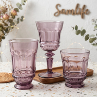 Samlife-23146 Vente en gros de sets de verres à vin vintage personnalisés en verre gaufré, ensemble de verres à vin de luxe colorés