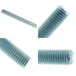 DIN975 DIN976 Standard Rods White-bluish Zinc Coated or White-silver Zinc Plated Threaded Rods