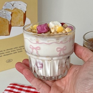 Taza de café de cristal con lazo rosa de viento de dibujos animados, taza de jugo de cerveza fría <span class=keywords><strong>para</strong></span> niña, taza de avena <span class=keywords><strong>para</strong></span> el desayuno en casa, regalo del Día de <span class=keywords><strong>San</strong></span> Valentín - Product Image 4