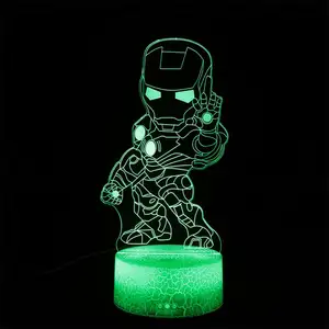 Iron Man 3D Acrylic bảng đèn LED ánh sáng ban đêm đầy màu sắc Ironman phim hoạt hình hành động con số Kid cậu bé món quà 3D ảo ảnh ánh sáng ban đêm