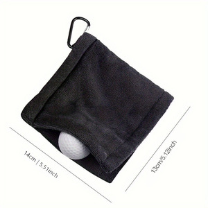 Serviette de nettoyage pour balles de golf, 14x13 cm, microfibre noire, avec support de ceinture, pour le golf et les sports de plein air - Product Image 3