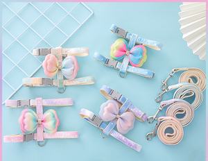 ชุดสายจูงและสายจูงสำหรับแมวสัตว์เลี้ยงสุดหรูสายจูงและสายจูงสุนัขลูกแมวและสายจูงแบบมีปีกหลังไล่ระดับสี - Product Image 1