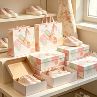 Ensemble de sacs en papier pour chaussures avec design imprimé personnalisé, écologique, boîtes d'expédition en carton ondulé avec impression de logo personnalisable
