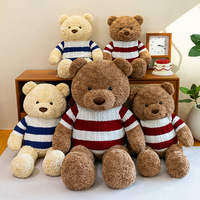 Peluche Ours en Peluche Adorable avec Pull Rayé, Poupée en Coton PP pour Cadeau de Mariage, Vente en Gros, Présentation en Magasin, Détail