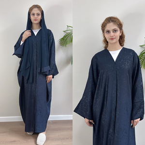 Loriya Aïd Ramadan Été Robes pour Femmes Vêtements Islamiques Modestes Abaya Cardigan <span class=keywords><strong>Kimono</strong></span> Ouvert Devant Ensemble Hijab pour Dames Musulmanes - Product Image 6