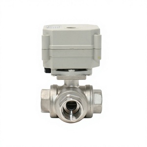 Vanne à boisseau sphérique électrique en acier inoxydable 3 voies type L/T avec indicateur lumineux marche/arrêt pour l'huile et le <span class=keywords><strong>gaz</strong></span> - Product Image 1