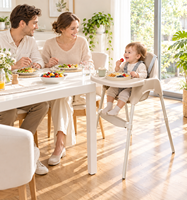 Chaise haute pour bébé certifiée CE, personnalisable, réglable en hauteur, avec cadre en plastique et acier, et support pour les pieds.