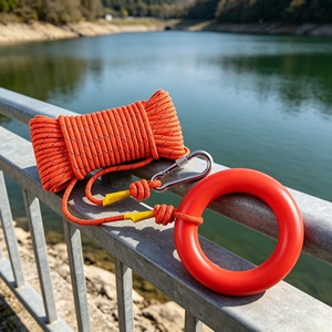 Corde de sauvetage flottante en gros pour usine, orange haute visibilité, avec mousqueton et anneau pour la sécurité marine - Product Image 1