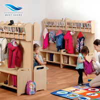Ensemble complet de bancs de classe en bois pour la maternelle, la garderie, la crèche, le mobilier de rangement pour la salle de classe