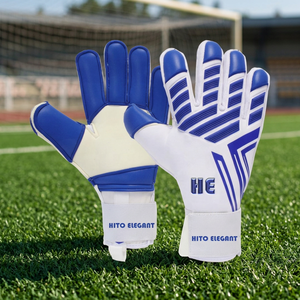 Gants de gardien de but de football à forte adhérence, paume en latex antidérapante, matériau en cuir, protection des doigts - Product Image 4