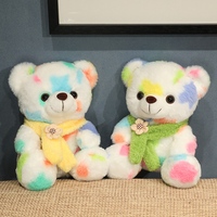 Ours en peluche tie-dye coloré avec écharpe, jouet doux et mignon pour enfants, cadeau d'anniversaire ou de vacances