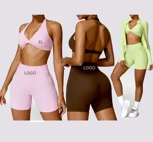 Sportswear Clothing Custom Logo Yoga Wear 3PCS Activewear Set For Womens Gym Fitness Sets