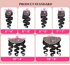 13x4透明見えないHDレースクロージャーストレートボディウェーブクロージャー12Aブラジルバージンレミー人間正面ハイトゥーピー - Product Image 6