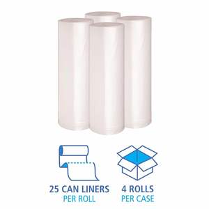 Boardwalk 60-Gallon Garbage <b>Bags</b> 1.4 Mil Low-Density Polyethylene 38\" X 58\" 10 <b>Bags</b>/roll 100% <b>Plastic</b> Recycled <b>Clear</b>" - Product Image 1