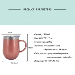 Custom 12Oz 360Ml Egg Mugs with Handle Reusable PC Coffee Thermos Sublimation Print Logo Tumbler with Lid for Gifts - Product Image 6