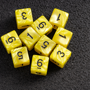 Faccub vận chuyển trò chơi số góc bên phải màu vàng acrylic nhựa Swirls ngọc trai mô hình 16mm D6 xúc xắc Toán Học Quà tặng khuyến mãi - Product Image 1