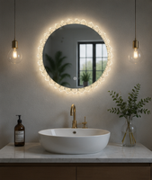 Miroir intelligent pour salle de bain, miroir LED anti-buée mural avec écran tactile et lumière à intensité réglable