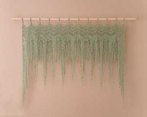 Tenture murale rectangulaire en macramé beige style bohème, motif géométrique abstrait, scènes naturelles, décoration Diwali, pour porte coulissante en verre - Product Image 1