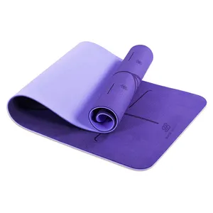 Matras Yoga Dua Warna Kualitas Tinggi Matras Yoga TPE Ramah Lingkungan Antiselip