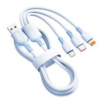 Câble de charge rapide 3-en-1 120W Type-C avec gaine en PVC pour téléphones, tablettes, iPad, chargeurs de voiture - Support multifonctionnel 1-vers-3