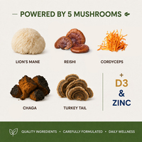 5'li Mantar Kompleksi D3 Çinko Tabletleri Aslan Yelesi Reishi Cordyceps Günlük 3 Adet Bağışıklık Desteği İçin