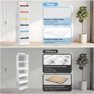 Weekly Clothes Organizer 6 Shelf Hanging Closet <b>Storage</b> For Kids With Labeled Days And Side Pockets For Outfit Planning - Product Image 5