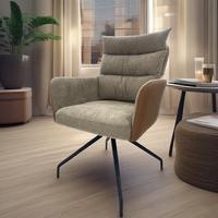 Chaise de salle à manger en tissu de coton de style italien, luxe léger, dossier pivotant, pieds en métal - Design minimaliste moderne pour la maison et le bureau