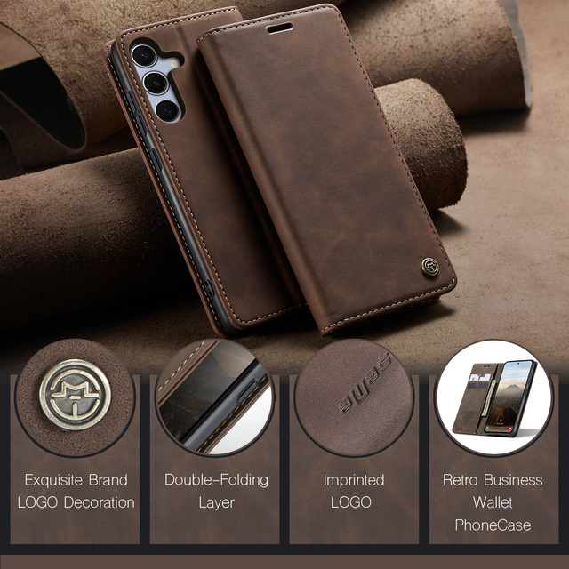 Business Style PU Leather Flip Wallet Phone Case for Samsung Galaxy S25 S25+ S25 Ultra S25 Edge S25 FE