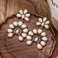 Boucles d'oreilles pendantes en turquoise style western, motif fleur de squash et fer à cheval, cadeau d'anniversaire de décembre pour femme cowgirl