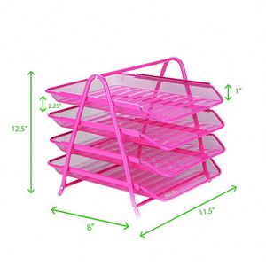 Mesh Metal Desk Organiser 4 Tier <b>File</b> Rack Letter Tray A4 Papers Documents Holder Desk Organizer - Product Image 6