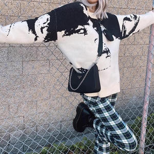 2024 motif en tricot personnalisé automne rétro tendance tricoté col rond Jacquard épais ourlet côtelé conception pull pour hommes - Product Image 4