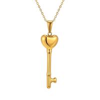 Collier tendance en acier inoxydable avec pendentif porte-bonheur et breloques en forme de clé d'amour, accessoires de bijoux en gros pour femmes