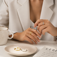 Anillo de Eternidad de Plata de Ley 925 de Alta Calidad, Estilo Naturalista, Minimalista, Geométrico, Joyería de Boda, Inspirado en el Diseñador de la Marca GA