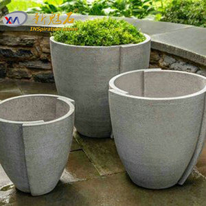 Nouveaux matériaux de construction en pierre, pot à fleurs en béton rond, durable, décoratif, bac de plantation pour l'aménagement paysager extérieur - Product Image 3