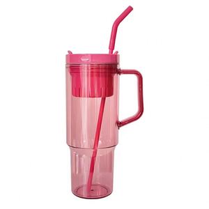 40oz Large Capacity <b>Plastic</b> Water <b>Cup</b> Car Straw Juice Glass Outdoor Camping <b>Cup</b> With Handle - Product Image 2