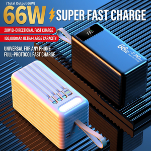 66W PD แบตสำรองแบบชาร์จเร็ว 100000mAh เครื่องชาร์จแบบพกพาความจุขนาดใหญ่พร้อมจอแสดงผล LED สากลสำหรับโทรศัพท์ทุกรุ่น - Product Image 4
