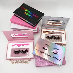 Özel kirpik ambalaj plastik 3d kabarık kirpik 5D vizon kirpik kutuları Glitter kirpik kutusu ile sıvı eyeliner tutkal kalem