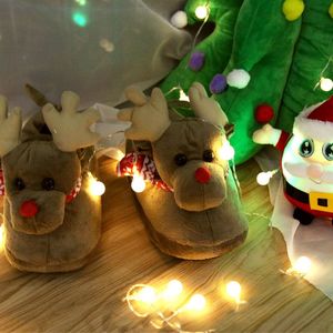 Chaussons d'intérieur chauds en coton pour homme et <span class=keywords><strong>femme</strong></span>, motif renne de Noël, semelle intérieure en peluche, jouets en peluche pour animaux en peluche - Product Image 4