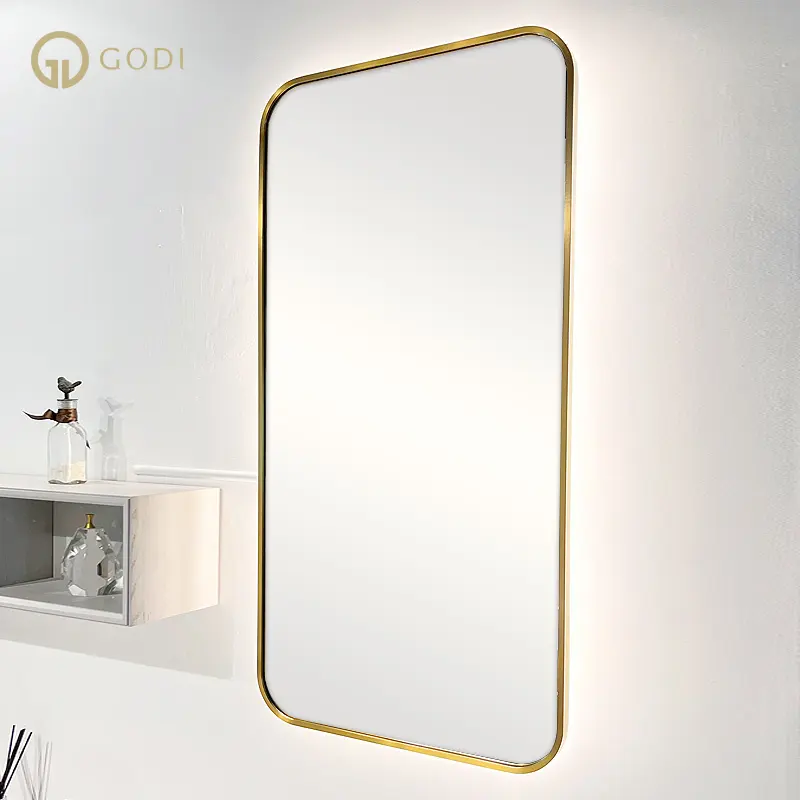 GODI specchi da bagno cosmetici decorativi moderni con cornice decorazioni per la casa specchio da appendere a parete mobili a specchio in oro rosa striscia luminosa a LED