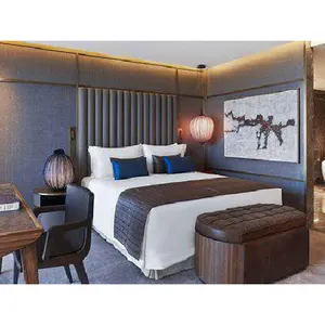 현대 5 성급 호텔 도매 풀 세트 싱글 트윈 퀸 킹 사이즈 침실 가구 린넨 패브릭 침대