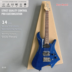 Guitarra eléctrica Blue Sparkle ST de 6 cuerdas con pastillas H-H, puente de trémolo simple, diapasón de palisandro, personalizada - Product Image 1