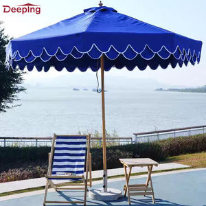 Glamping con bordo smerlato ombrellone giardino matrimonio moderno ombrellone esterno makramè parasole - Product Image 5